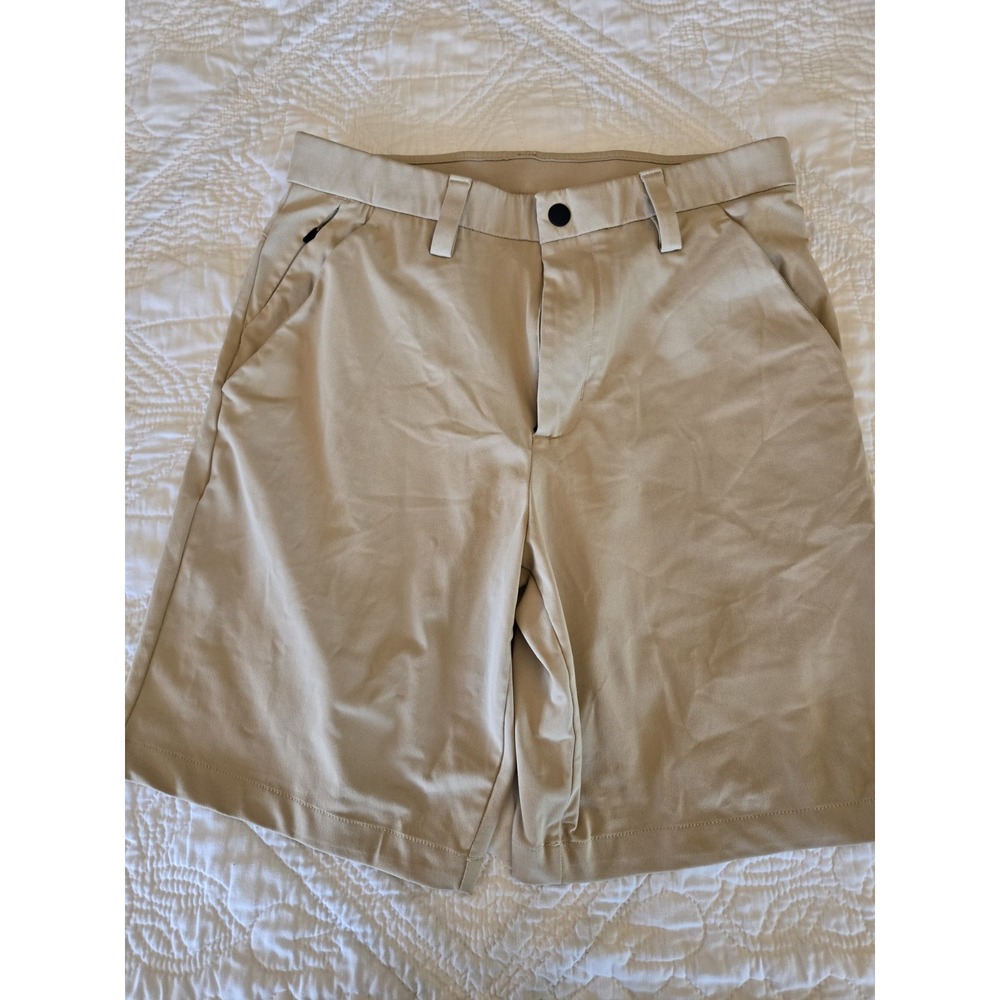Stylus Mens Tan Khaki Golf Shorts 32 Zipper Pocket EUC